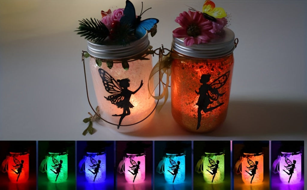 Fairy Mason Jar Lantern Craft Kit for Two Lights with Color-Changing LED Candles and Remote Control — image 13