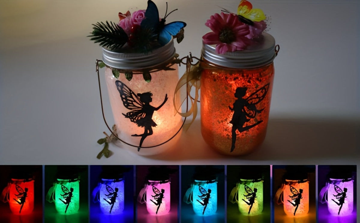 Fairy Mason Jar Lantern Craft Kit for Two Lights with Color-Changing LED Candles and Remote Control — image 13