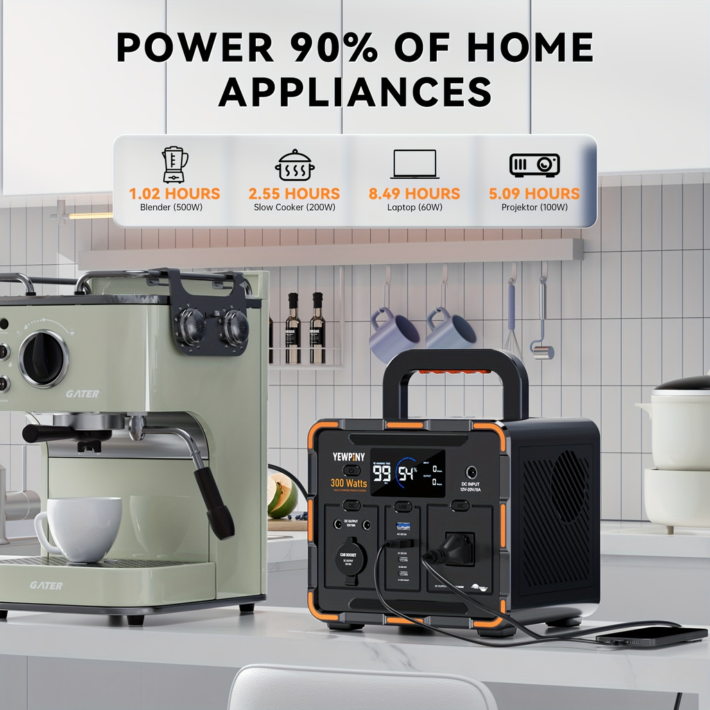 Portable Power Station 259Wh 300W or 599Wh 600W with AC, DC, USB, LiFePO4 Cell Pack and LED Light — image 7