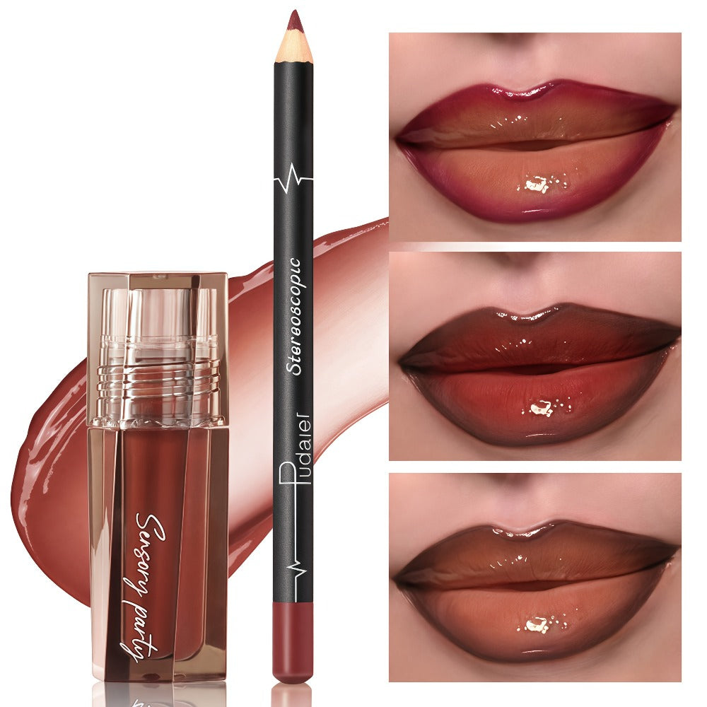 Dewy Glass Lip Gloss & Liner Duo – Hydrating Water-Gloss Luminous Finish with 3D Precision Matte Lip Liner — image 2