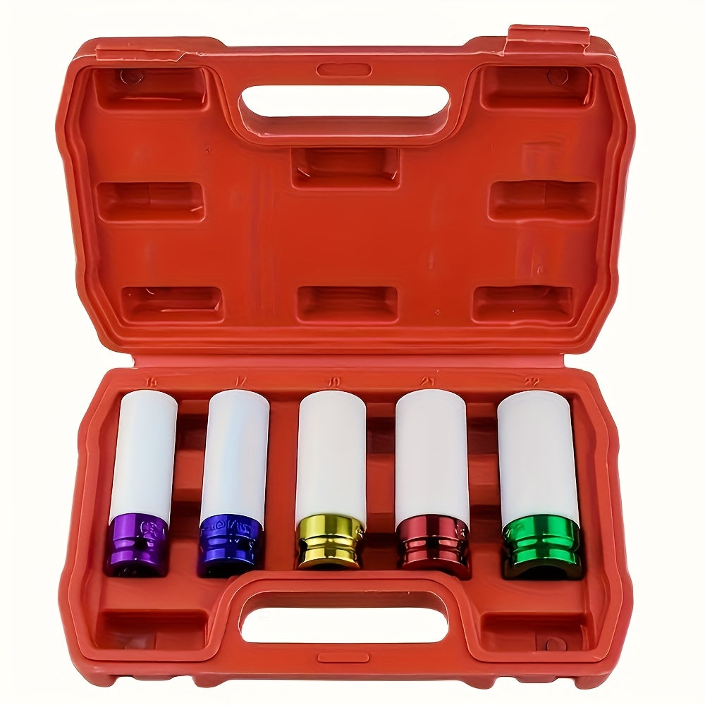 Lug Nut Socket Set 5-Piece 1/2" Drive Deep Impact Sockets – Wheel & Tire Removal and Installation Tool for Cars, Trucks & SUV