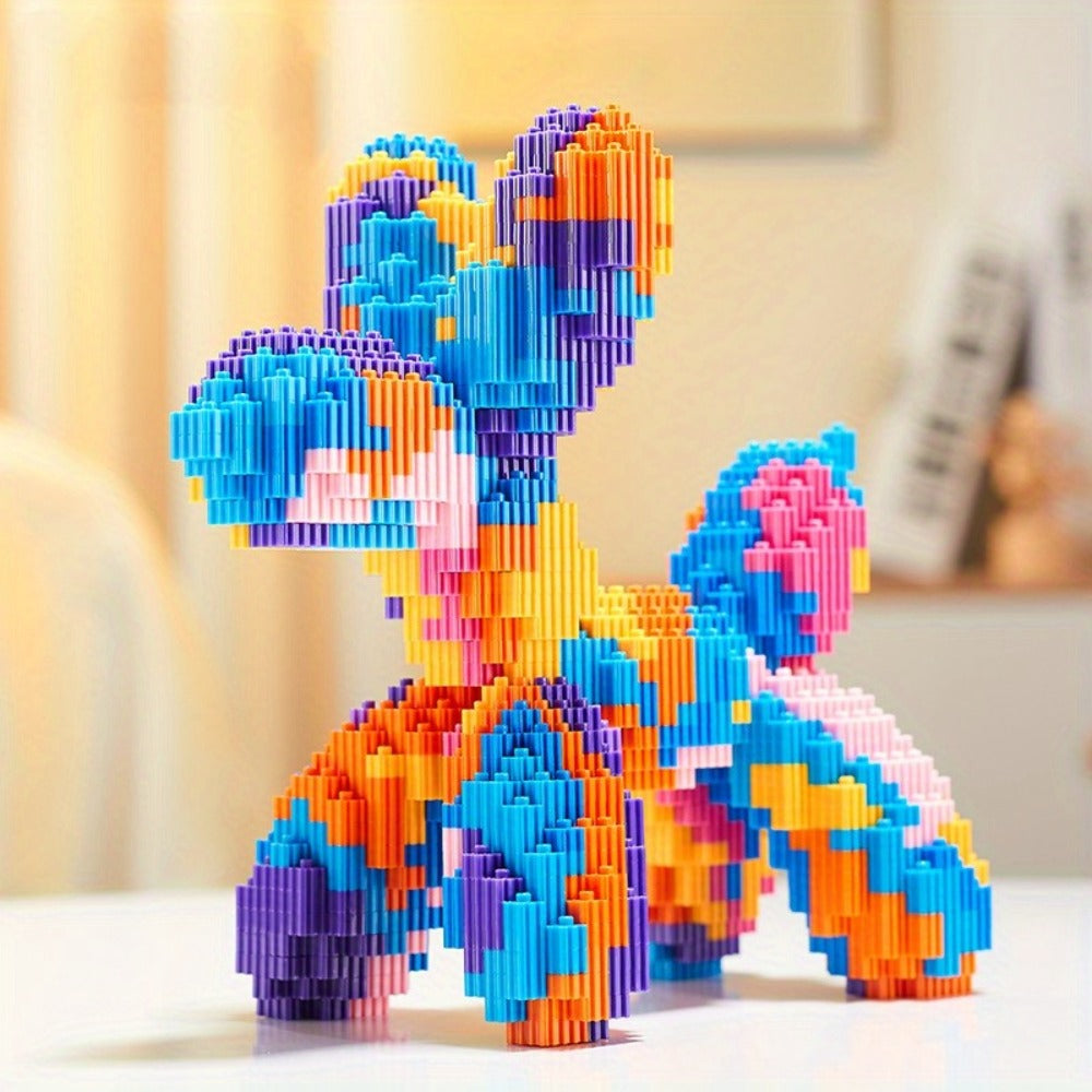 Balloon Dog Building Blocks Set – Colorful Interlocking Brick Sculpture Pop Art Home Decor Display Model for Adults Teens Art