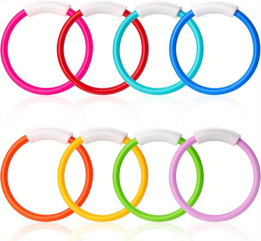 Diving Rings Pool Toys for Kids 8 Pack, Colorful Sinking Dive Rings Underwater Swimming Training Set for Boys & Girls — image