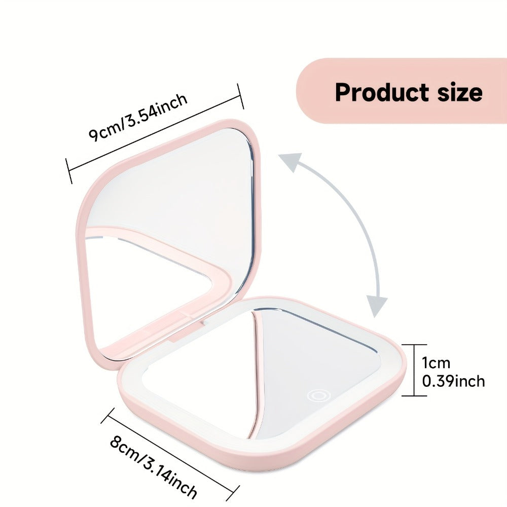 Cute Animal LED Makeup Mirror Foldable Double-Sided 3 Brightness Settings – USB Rechargeable, for Makeup, Travel and Everyday