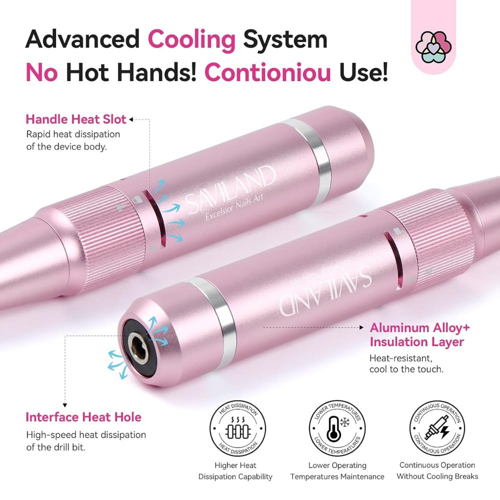 Electric Nail Drill 40000 RPM Rechargeable Professional Nail Drill Machine 4000mAh Battery LCD Display Ceramic Bits Sanding B