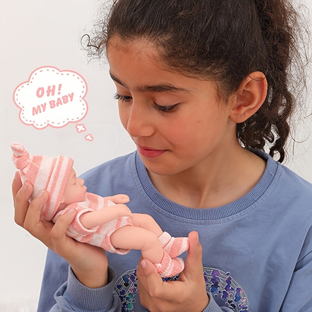 Twin Baby Doll Set with Two 7-Inch Soft Dolls, Pink Knit Hats, Rompers and Two Pairs of Matching Socks — image 5