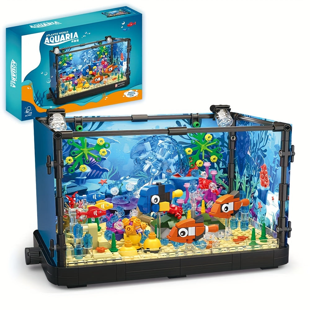 LED Aquarium Building Block Set, Fish Tank Marine Jellyfish Brick Model Kit with Glowing Light — image 10