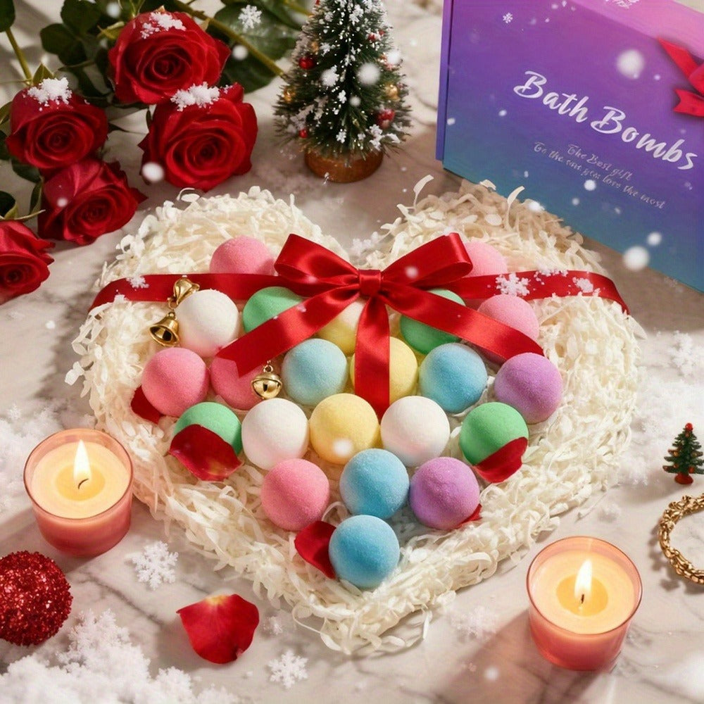 Bath Bombs, 24-Piece Assorted Color Gift Box with Eight Labeled Fragrances and Round Mini Fizzers — image 6
