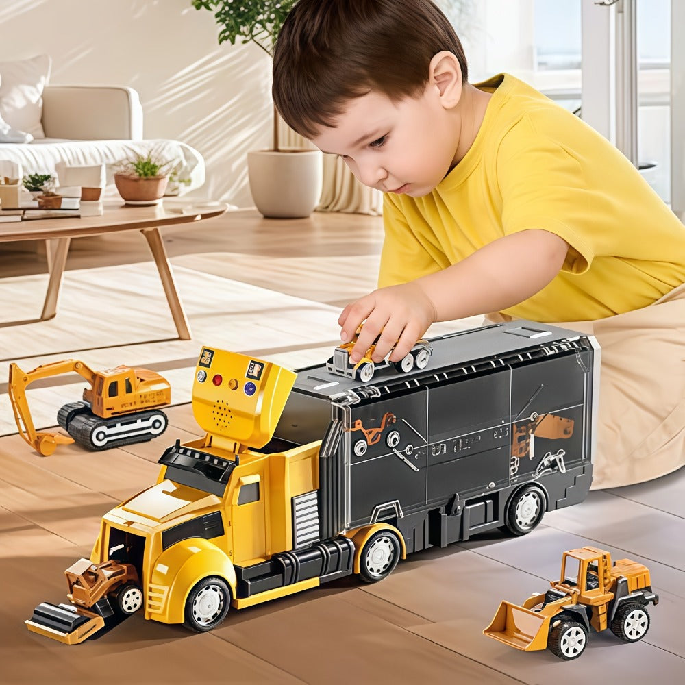 Vehicle Carrier Playset in Dinosaur Car or Construction Truck Style with Mini Vehicles and Storage — image 6
