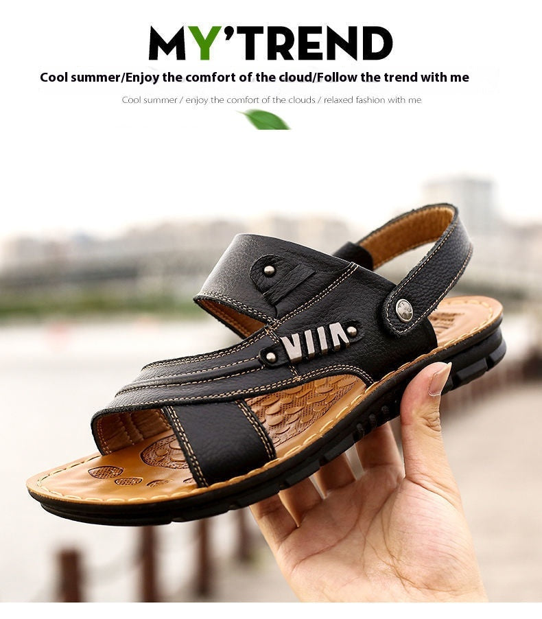First Layer Cowhide Men's Sandals Summer Genuine Leather Sandals