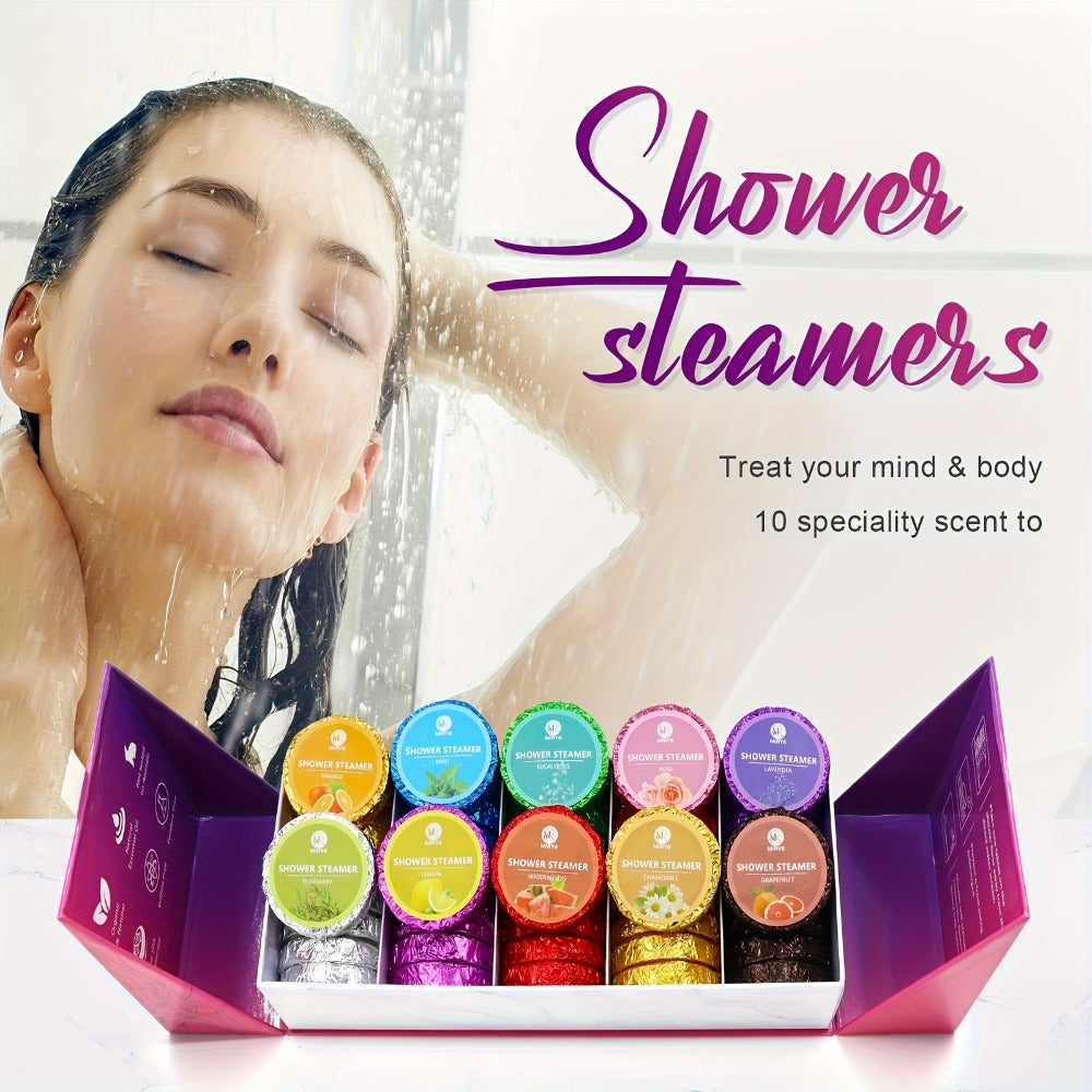 Forty-Piece Shower Steamer Gift Box with Ten Floral, Herbal and Fruit Fragrance Labels for Shower Use — image 5