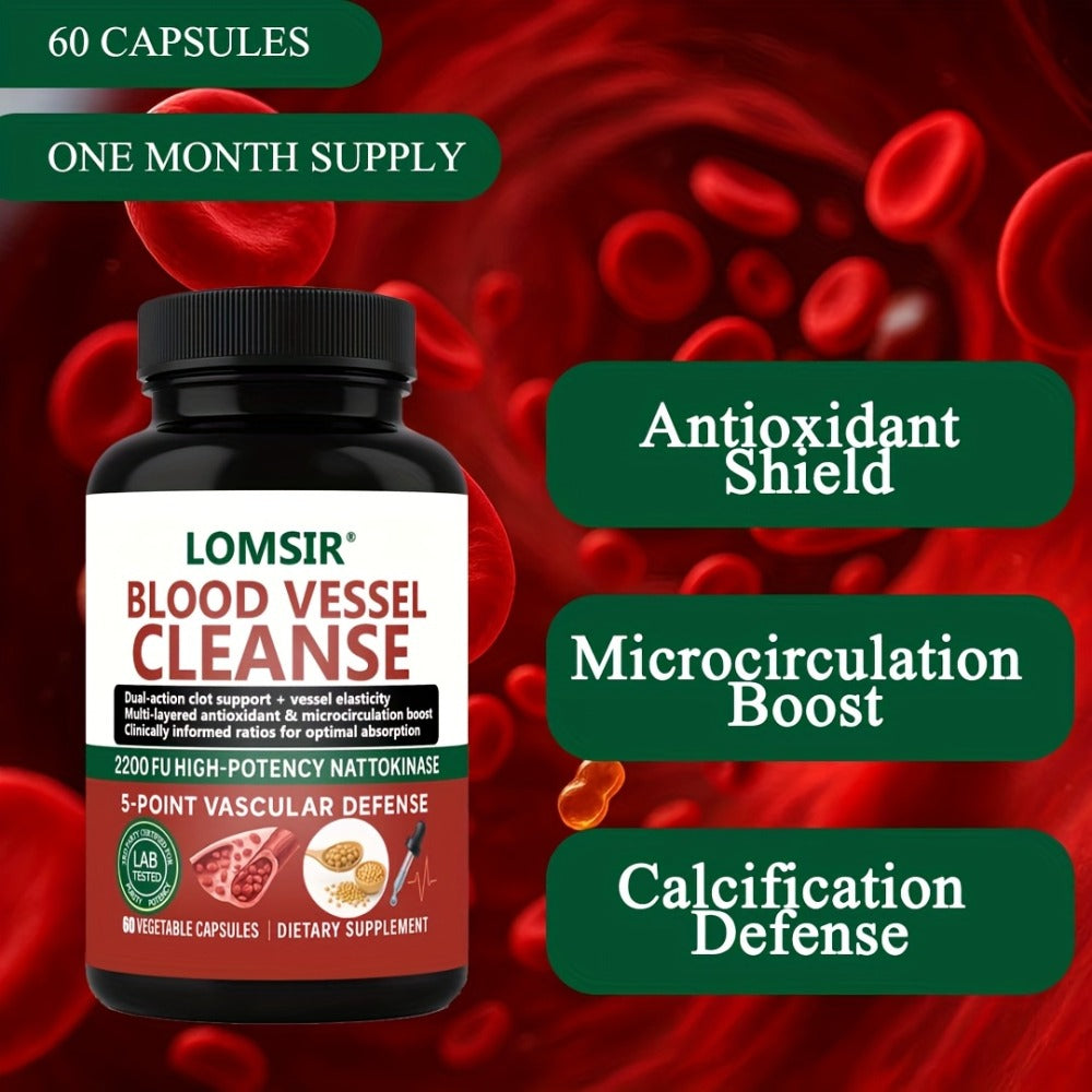 Blood Circulation Supplement Nattokinase with Gamma Oryzanol, Natural Enzyme Formula for Blood Vessel Cleanse — image 4