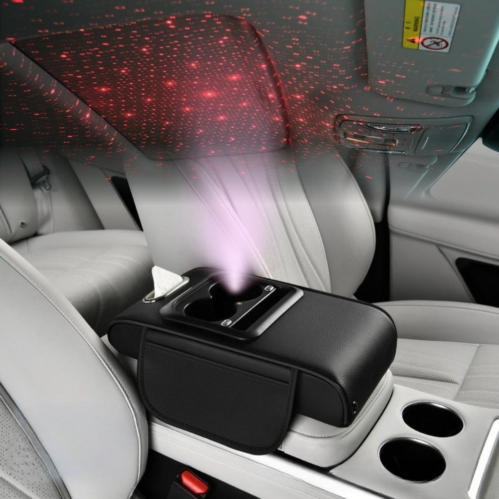 Car Armrest Box Cover Starry Sky Memory Foam Center Console Pad with Type-C USB Charging Port & Storage Pockets — image 21