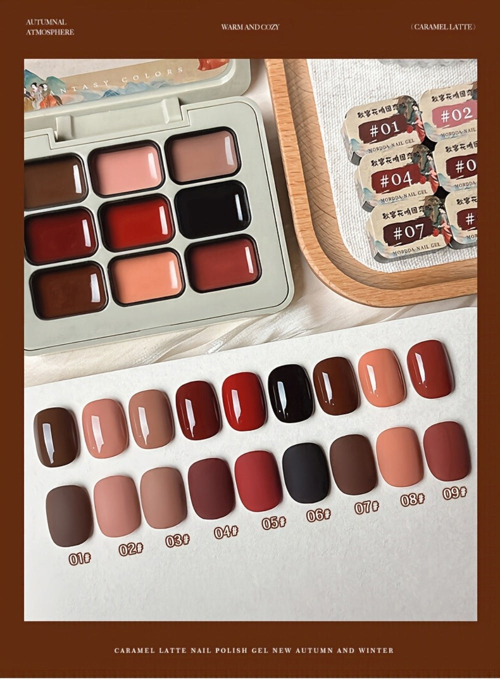 Gel Nail Polish MORDDA 9-Color Autumn Harvest Set with Solid Shades and Included LED Curing Pen for Nail Art — image 16