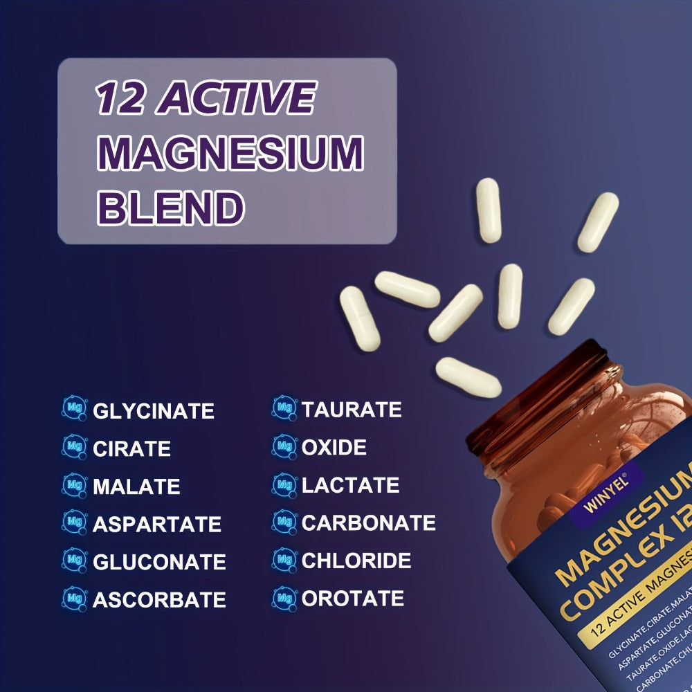 Magnesium Complex 700mg 12-in-1 120 Capsules with Glycinate, Citrate, Malate & Taurine for Sleep — image 5