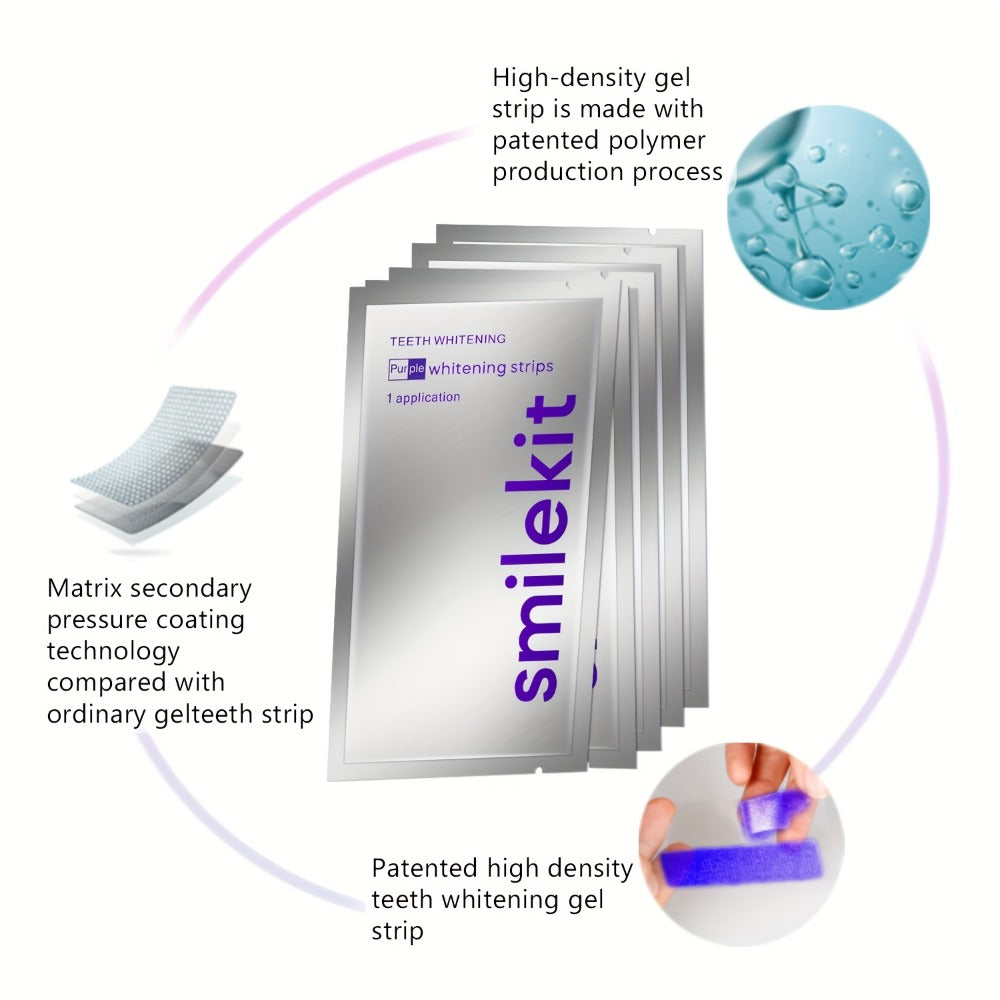 Teeth Whitening Strips 28 Pairs Purple Color Corrector Peroxide Free Enamel Safe Gentle Whitening Kit — image 6