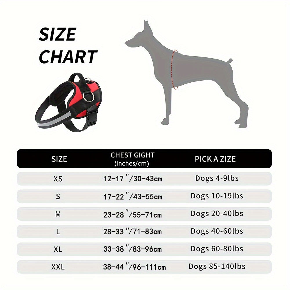 Reflective-Trim Dog Harness in Seven Colors and XS–XXL with Chest Band, Back Ring and Top Handle — image 2