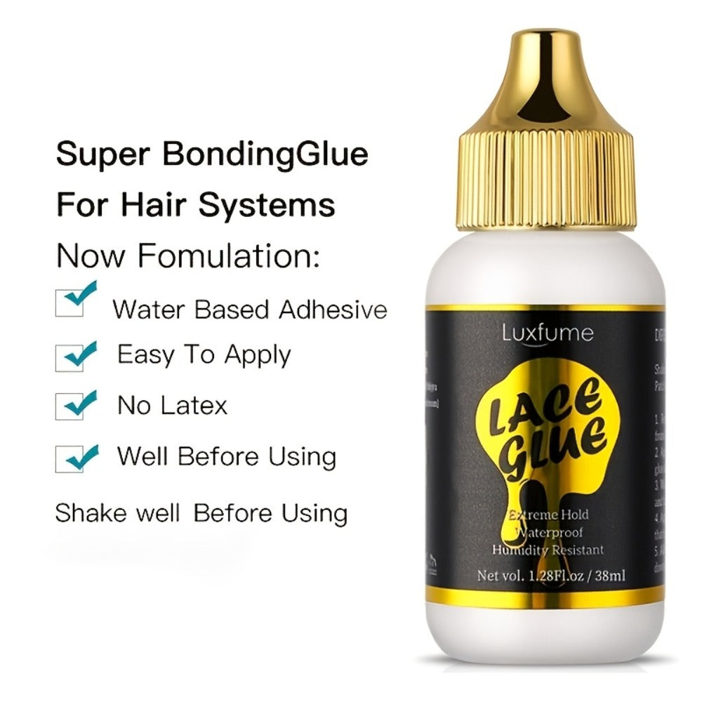 Wig Glue Latex Free 1.28oz Lace Front Traceless Sweat Rain Resistant All Day Wear Sensitive for Home, Travel and Salon Hair S
