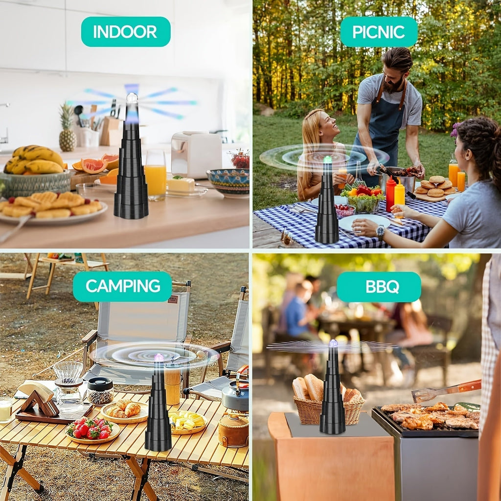 Fly Fan for Table 4 Pack - USB Rechargeable Fly Fan with LED Lights with the Listed Color, Size or Set Options for Everyday C
