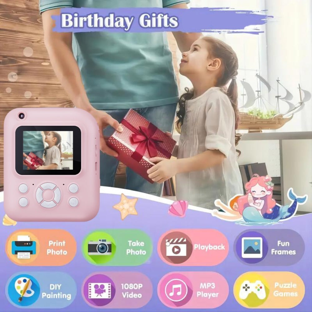 Kids Instant Print Camera 3-in-1 with MP3 & Games, 10x Zoom, 2.4" HD Screen, 32GB Card, Prints Photos in 1 Second — image 17