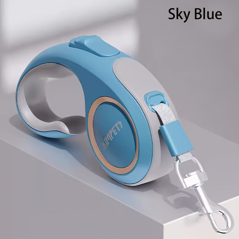 Retractable Dog Leash with 16-Foot Tape, One-Button Lock and Six Champagne, White or Blue Size Options — image 21