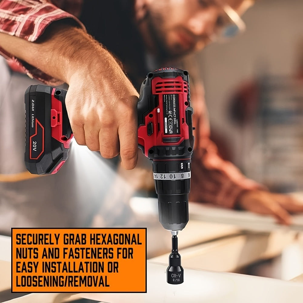 Magnetic Nut Driver Set 15-Piece 1/4" Hex Shank – SAE 1/4" to 9/16" & Metric 6-14mm Chrome Vanadium Steel Impact Nut Drivers 