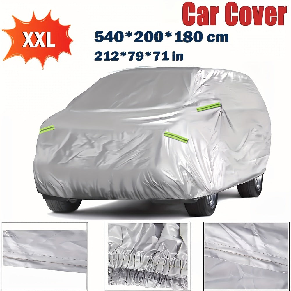 Silver XXL SUV Car Cover with Green Reflective Tabs, Elastic Hem and 540 x 200 x 180 cm Full-Body Fit — image 2