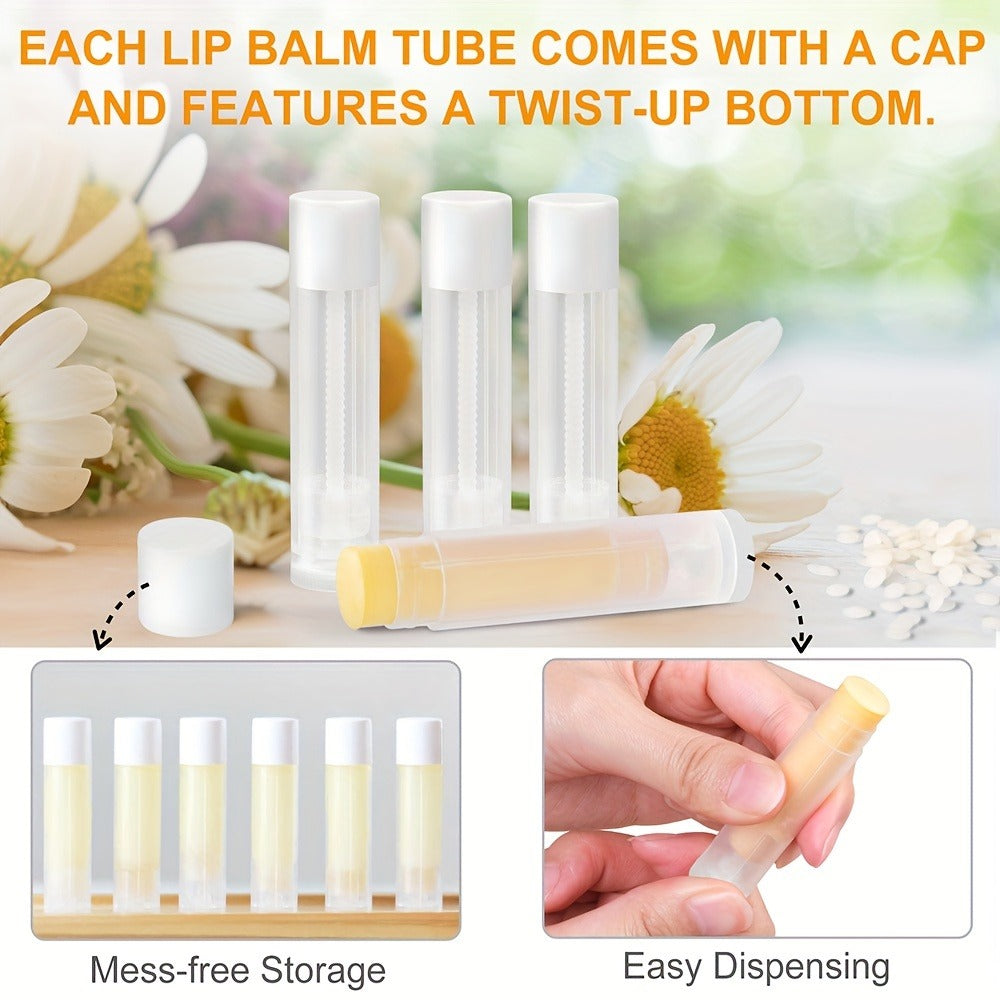 Empty Lip Balm Tubes 50 Pack with Filling Tray & Spatula, 5.5ml Clear BPA Free DIY Lip Balm Making Kit, Food — image 16