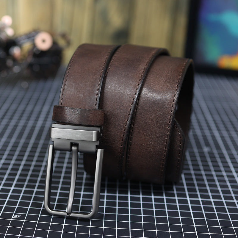 Men's Vintage Genuine Leather Belt With Pin Buckle