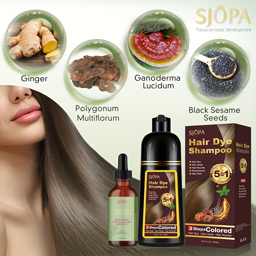 Natural Hair Dye Shampoo Kit 3-in-1 with Rosemary Oil & Squalane, Plant-Based Gray Hair Coverage — image 10