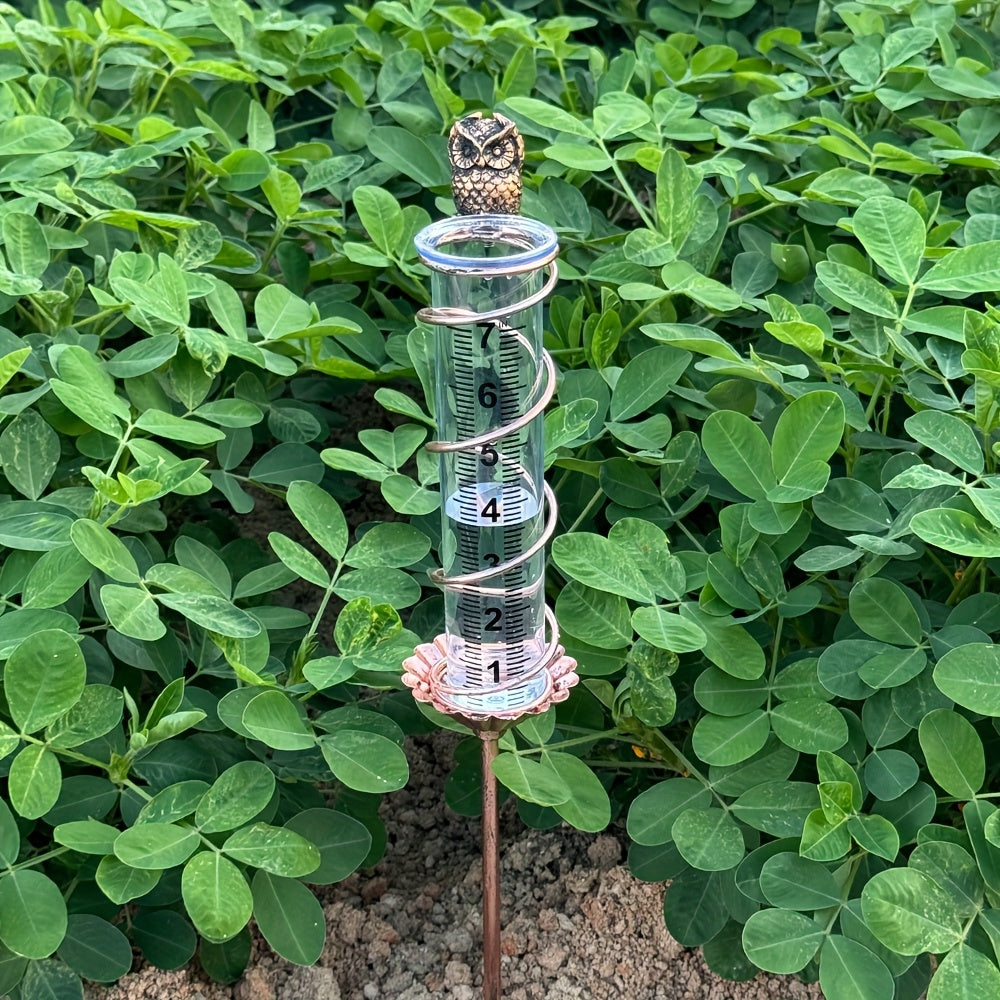 Rain Gauge | Owl Garden Art Metal Frame Outdoor Yard with Cleaning Brush — image 1