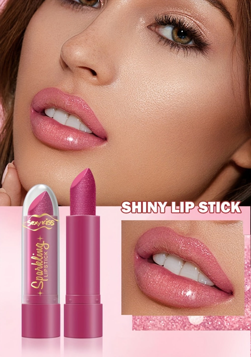 Lipstick Set, Sexy Kiss 6-Piece Sparkling Shimmer Bullet Collection in a Pink Presentation Box — image 10