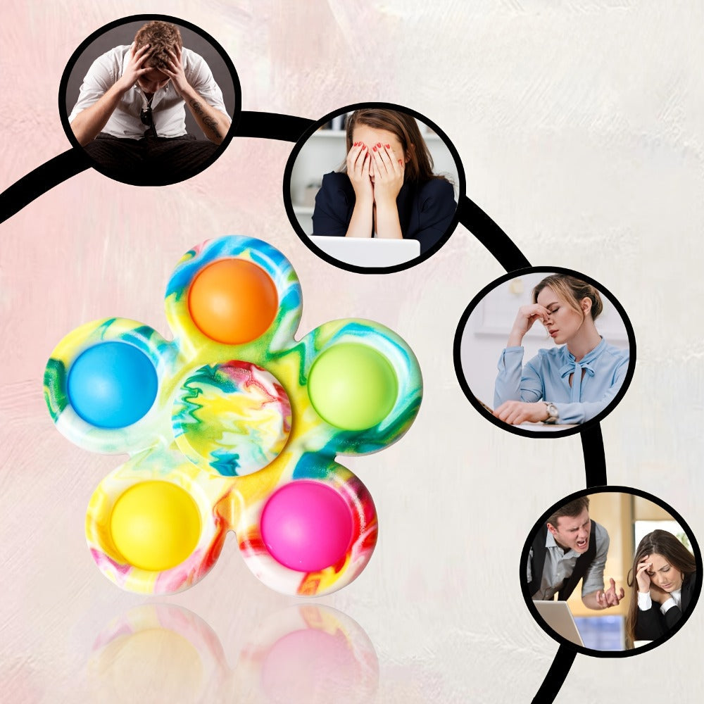 Thirty-Two-Piece Bubble Pop Fidget Spinner Assortment with Colorful Mixed Flower and Round Shapes — image 5