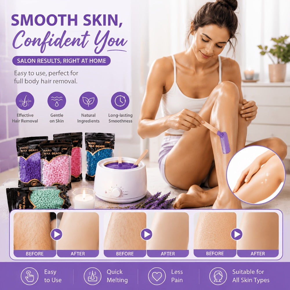 Hard Wax Beads for Hair Removal Full Body 1000g/2000g – Professional Waxing Kit with 20 Applicator Sticks — image 11