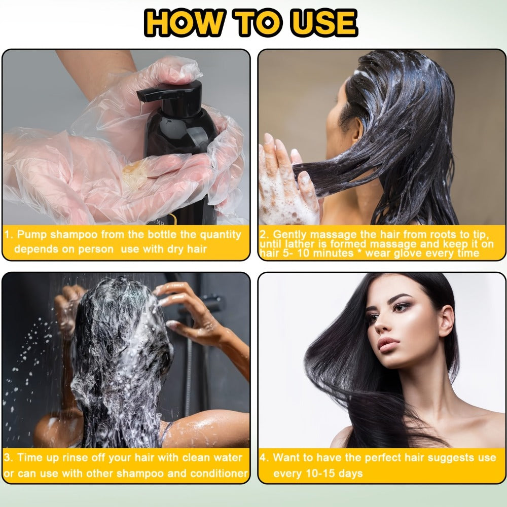 Hair Dye Shampoo Natural Plant Pigments, Covers Gray Hair Fast in 1 Wash, 16.91oz Color Shampoo in Black — image 11