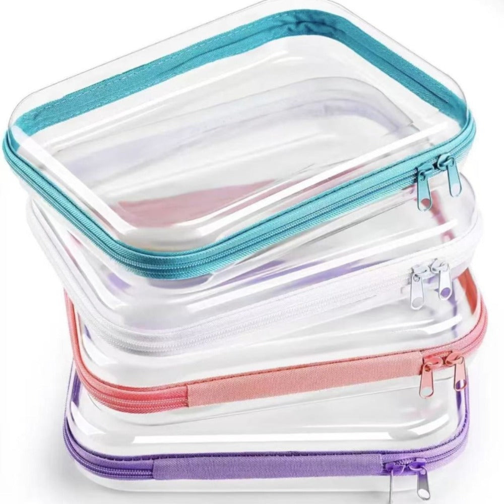 Four-Piece Storage Organizer Set with Clear Zipper Cases in S, M, L and XL Sizes and Four Trim Colors — image 2