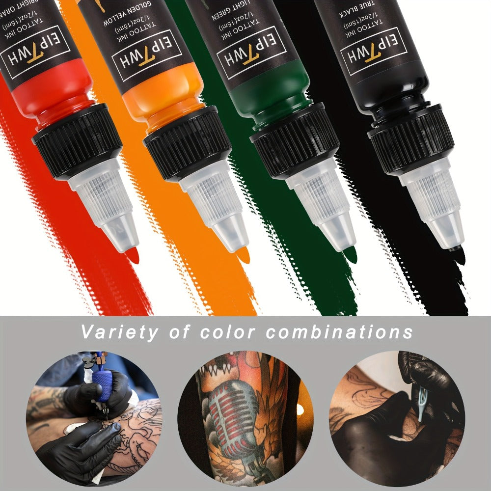 Tattoo Ink EIPTWH 14-Color Set with 15ml Bottles and One Complete Kit Configuration with Item-Specific Color, Capacity and Bo