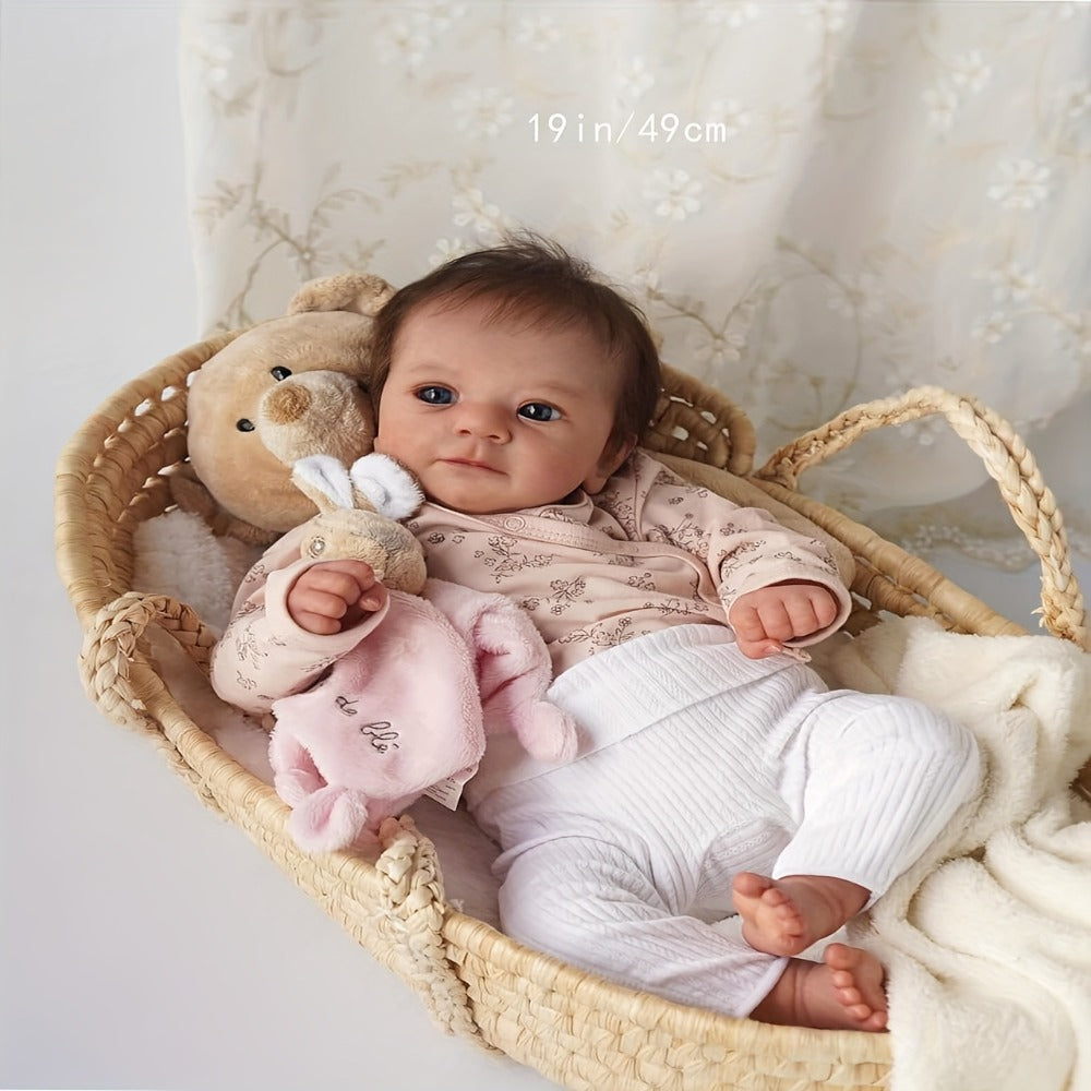 Reborn Doll, 19-Inch Full Silicone-Vinyl Figure with Poseable Limbs, Hand-Tied Hair and Accessory Set — image 2