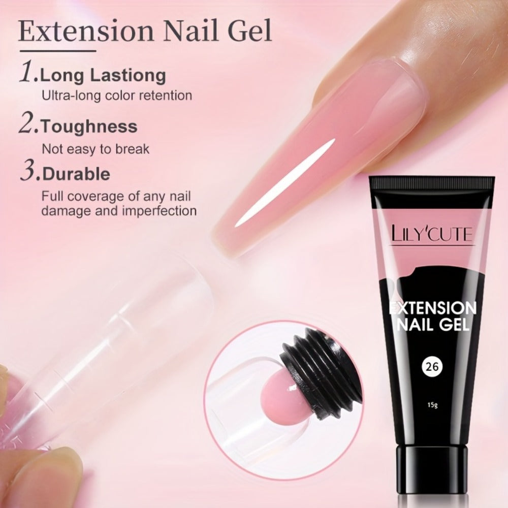 Builder Gel Nail Extension Kit – Quick Build UV LED Acrylic Gel in White Nude Pink Crystal for Nail Construction Overlay Scul