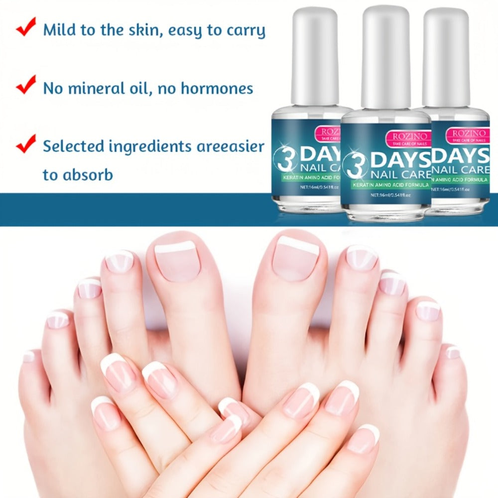 Keratin Nail Strengthening Oil 3-Pack – 3-Day Visible Results Quick-Drying Moisturizing Nail Care Oil, Prevents Peeling Break