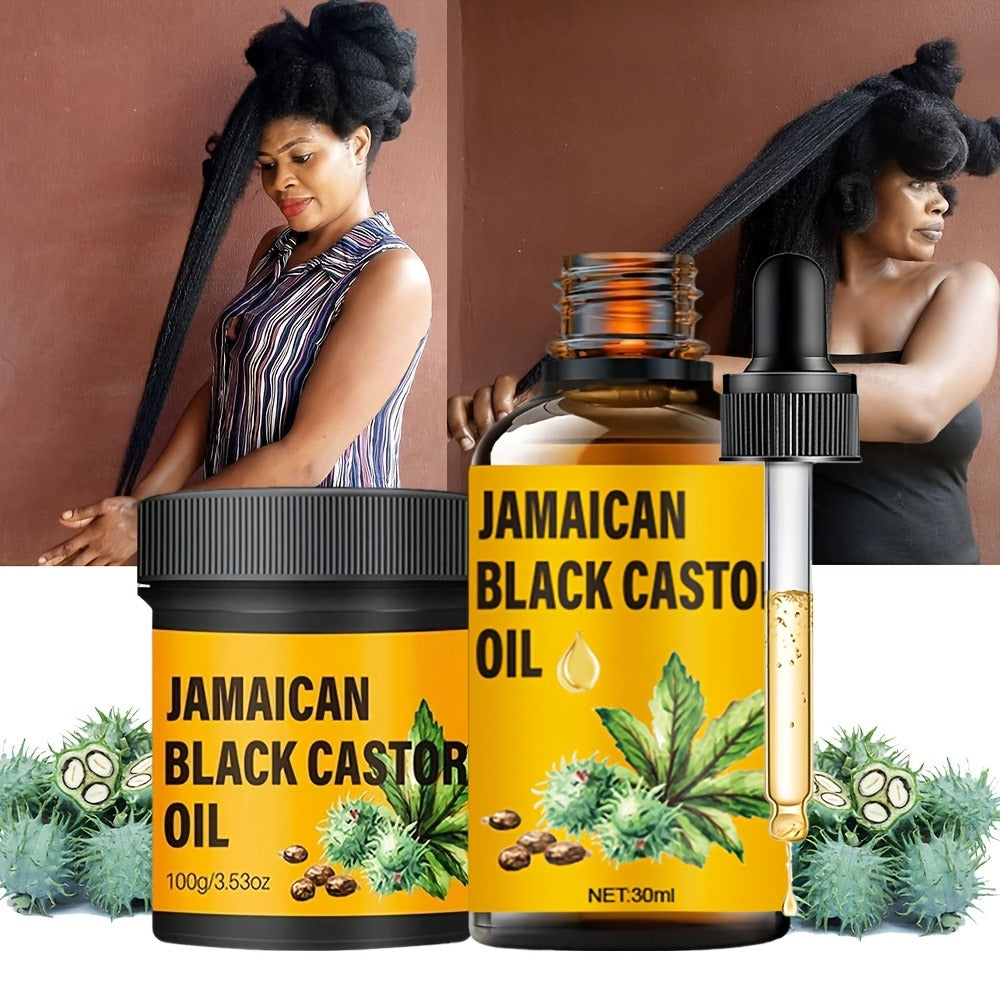 Two-Piece Jamaican Black Castor Oil Hair Care Set with Coordinated Oil and Cream Containers — image 6
