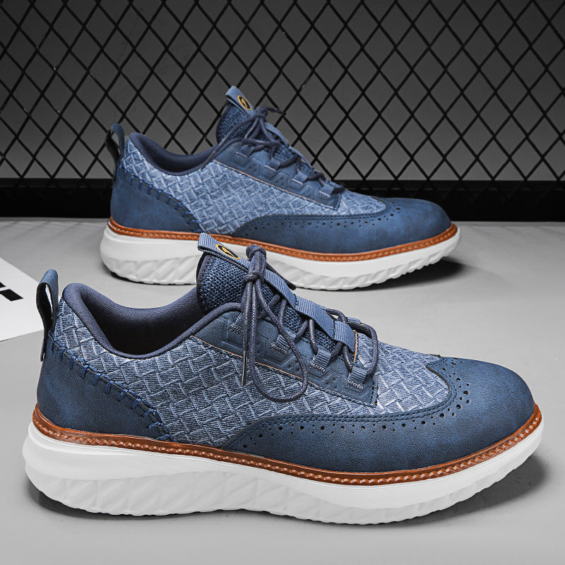 Breathable Woven-Texture Mens Sneakers