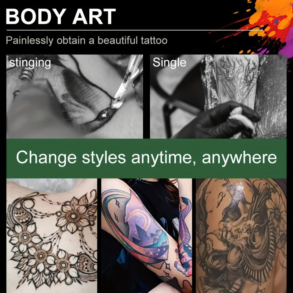 Liquid Body Paint Temporary Tattoo Ink – 7 Vibrant Colors, Fast-Drying Waterproof Formula, Plant-Based Squalane, Skin-Safe fo