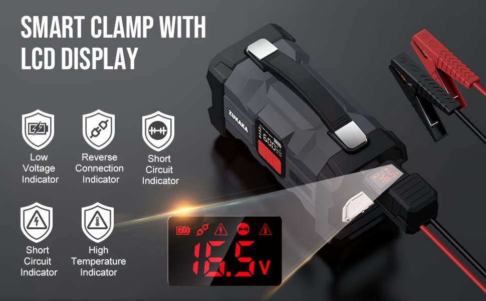 Jump Starter with Air Compressor 9000A Peak 10-in-1 150 PSI for All Gas 10L Diesel 12V USB USB-C Digital for Garden, Patio an