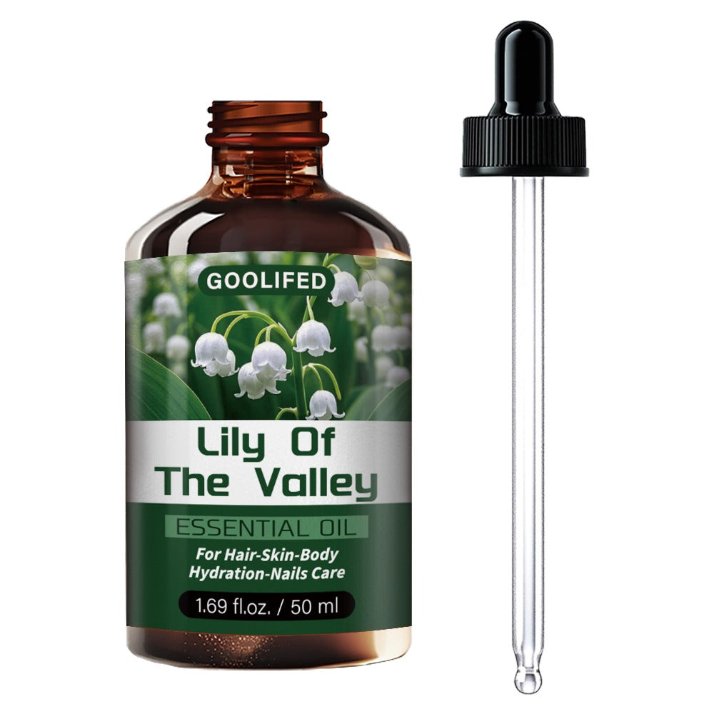 Lily of the Valley Body Oil Blend in a 50ml Amber Dropper Bottle with Floral Green Label Design — image 3