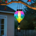 Solar Outdoor Lights Hot Air Balloon Hanging Lantern with Flame-Effect LED and Metal Frame for Garden Decor — image 1