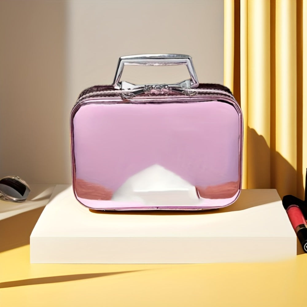 Glitter Makeup Travel Case Hard Shell Large Capacity Flat Lay Organizer Luxury Cosmetic Storage Box for Women Portable Fits i