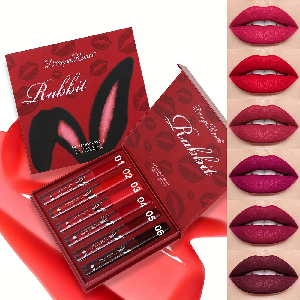 Lip Gloss Set by Dragon Ranee with 6 Red-Tone Matte Lip Colors, Tube Applicators and Gift Box — image 10