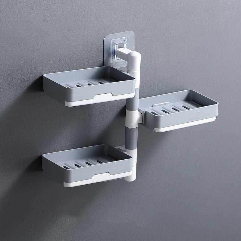 Wall-mounted non-perforated rotatable soap dish