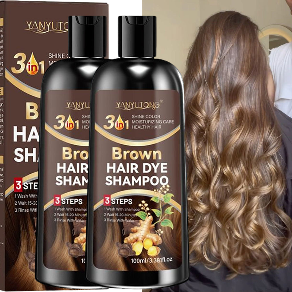 Hair Color Shampoo, YANYUTONG Brown Two-Bottle Set with 3.38oz in Each Labeled Pump Bottle — image 11
